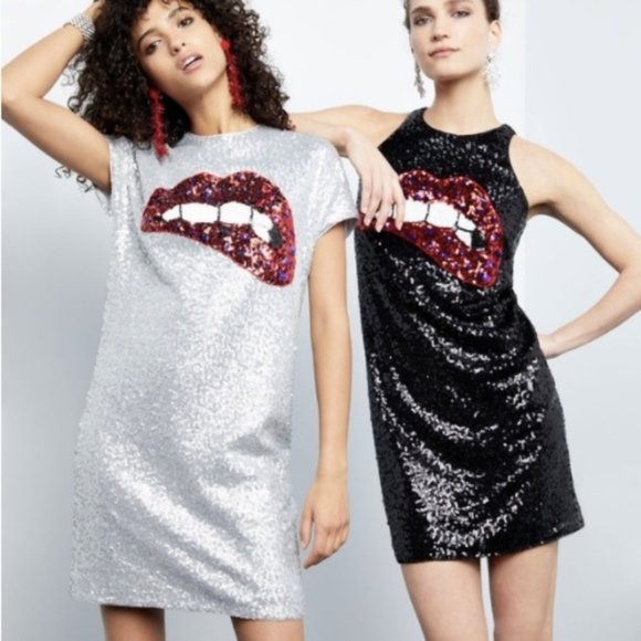 Aidan Mattox Dresses & Skirts - Aidan Mattox Silver Sequin Biting Lip Dress sz 12